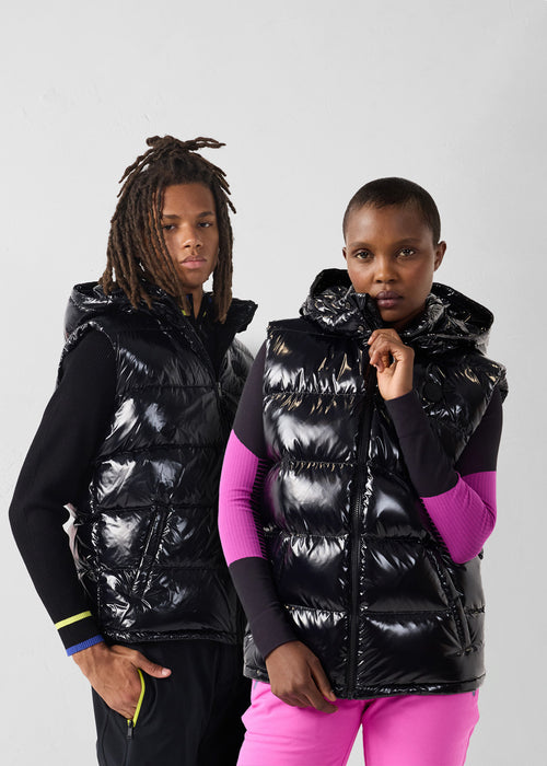 Down jacket lacquered sleeveless Grand Froid Noir Clappe - JOTT - 2