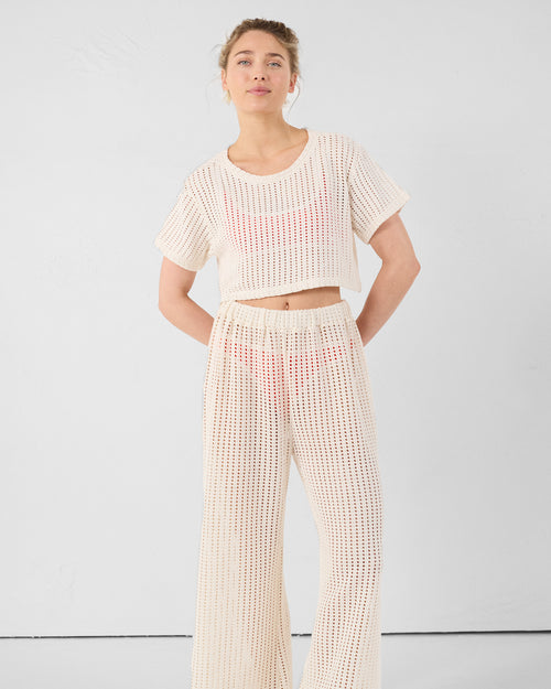 Giada natural cotton knit round neck T-shirt - JOTT - 3