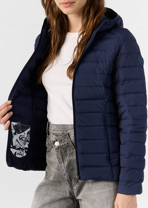 Down jacket with stretch hood light Navy Salma - JOTT - 5