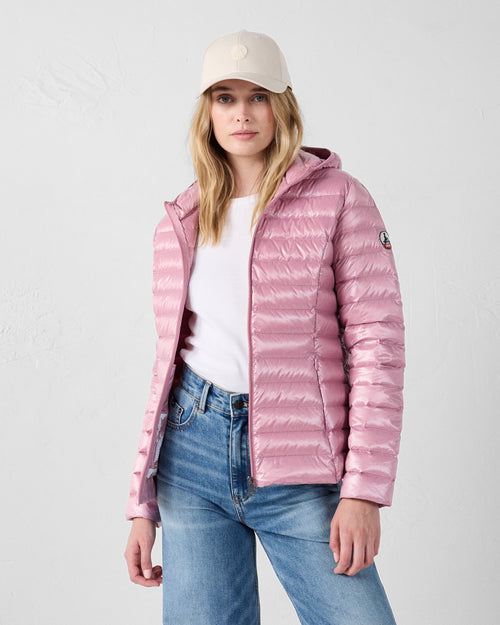 Down jacket light hooded Rose antique Cloe shiny - JOTT - 3