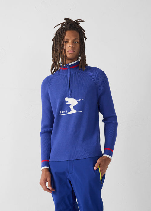 Banet cobalt blue high neck ribbed sweater - JOTT - 2