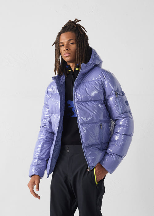 Down jacket with hood Grand Froid Raisin ombre Java lacquered - JOTT - 2