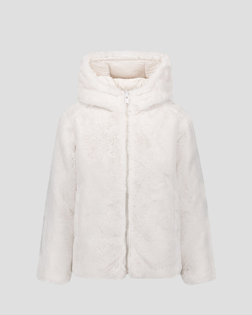 Down jacket Kid in faux fur with hood Agathe White - JOTT - 2