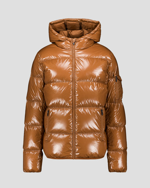 Down jacket with hood Grand Froid Sucre roux Java lacquered - JOTT - 2