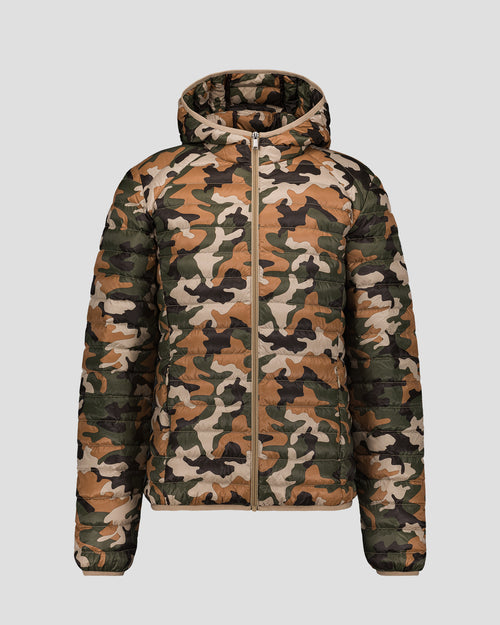 Down jacket light hooded Camo sucre roux Nico print - JOTT - 2