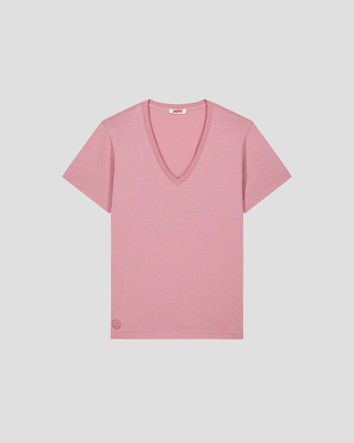 Sofy Antique Pink V-Neck T-Shirt - JOTT - 2