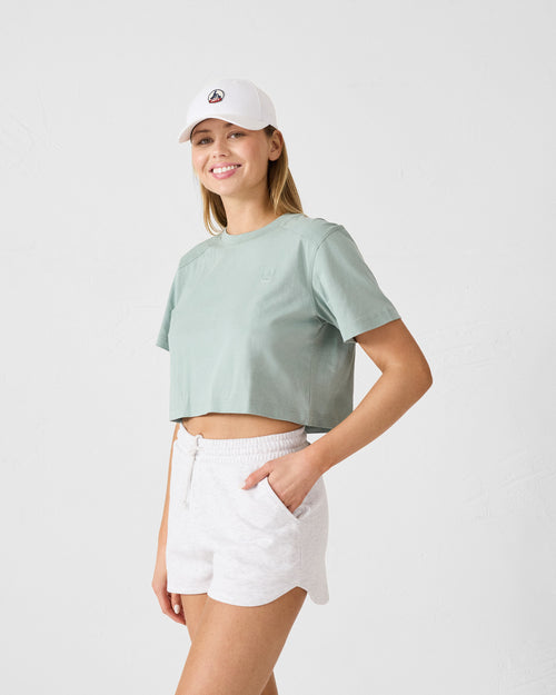 Mazu mineral green cotton round-neck T-shirt - JOTT - 3