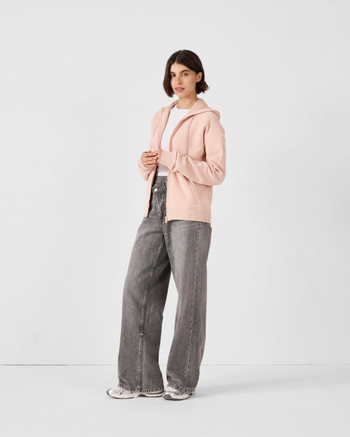 Leda light peach fleece zipped jacket - JOTT - 4
