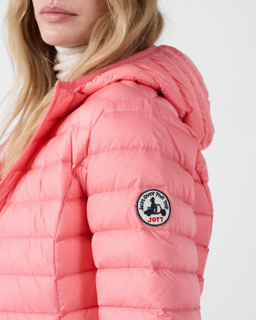 Down jacket light with hood Vibrant pink Cloe - JOTT - 5