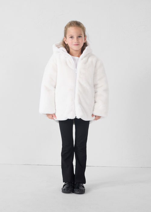 Down jacket Kid in faux fur with hood Agathe White - JOTT - 3