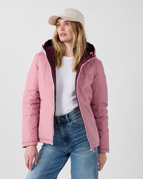 Reversible Down jacket Antique pink/black cherry Bergamo - JOTT - 3