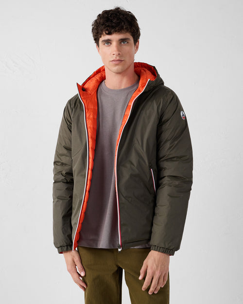 Reversible Down jacket Army/Fire Red Brummen - JOTT - 3