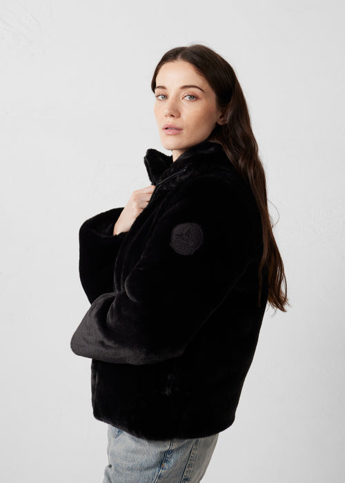 Down jacket faux fur Black Olga - JOTT - 2