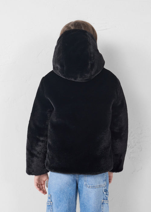Down jacket Kid in faux fur with hood Black Agathe - JOTT - 4