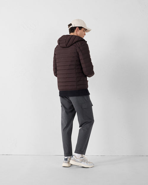 Down jacket light stretch with hood Café noir Frantz - JOTT - 4