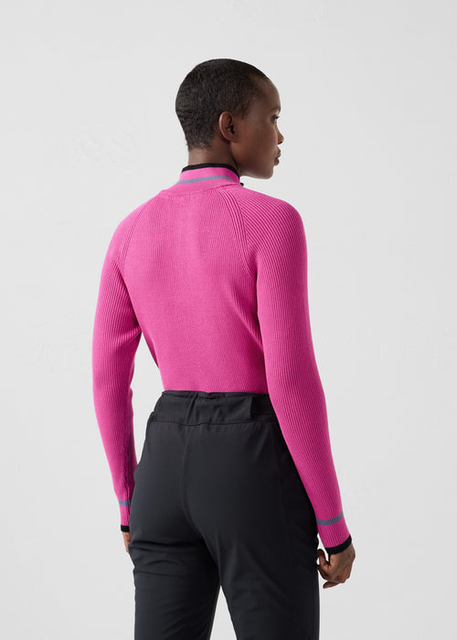 Ribbed high neck sweater Electric pink Mayt - JOTT - 5