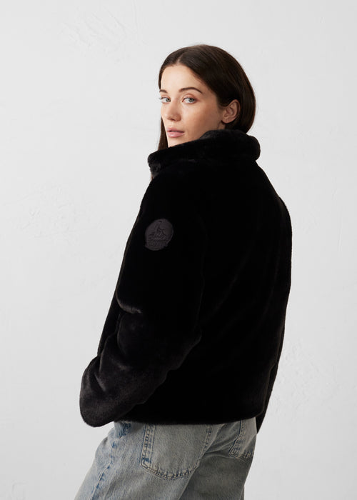 Down jacket faux fur Black Olga - JOTT - 3