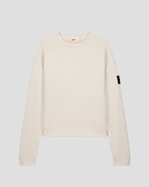 Pinako sand-colored dual-material crew neck sweatshirt - JOTT - 2