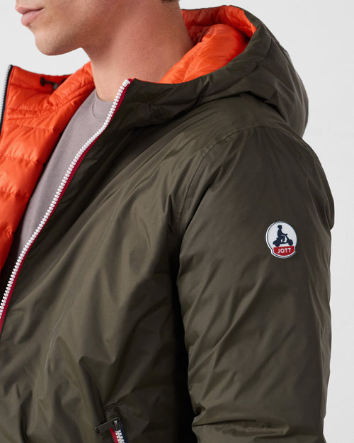 Reversible Down jacket Army/Fire Red Brummen - JOTT - 5