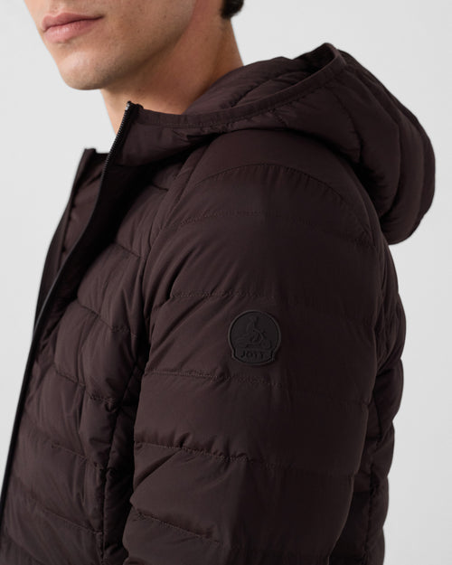 Down jacket light stretch with hood Café noir Frantz - JOTT - 5