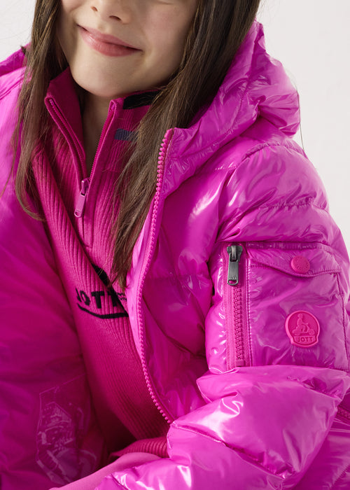 Down jacket Kid Grand Froid lacquered Electric pink Kazan - JOTT - 5