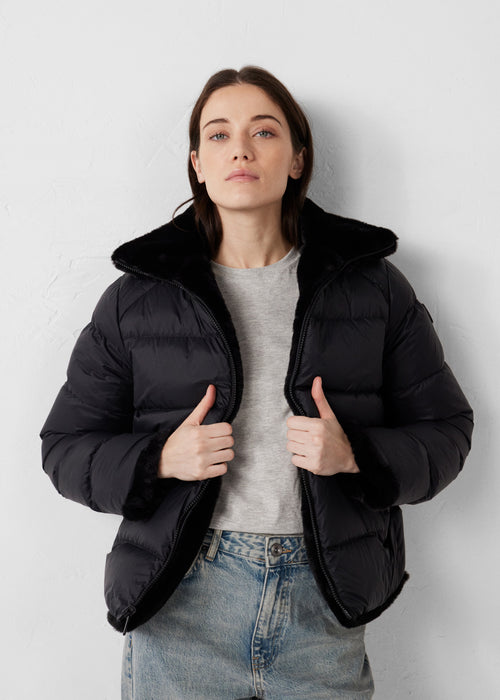Down jacket faux fur Black Olga - JOTT - 5