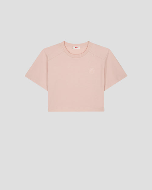 Mazu light peach cotton round-neck T-shirt - JOTT - 2