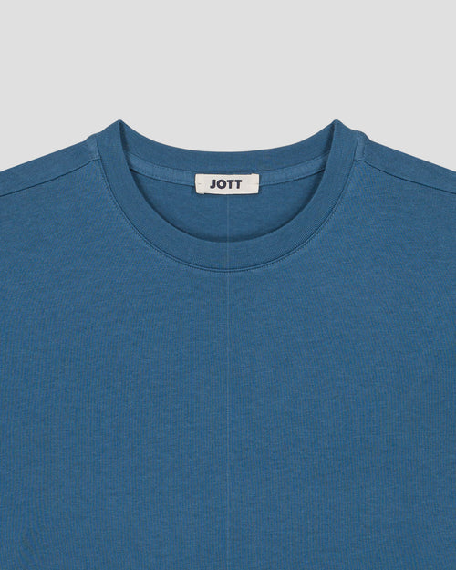 Andrea unisex round neck T-shirt in denim blue - JOTT - 2