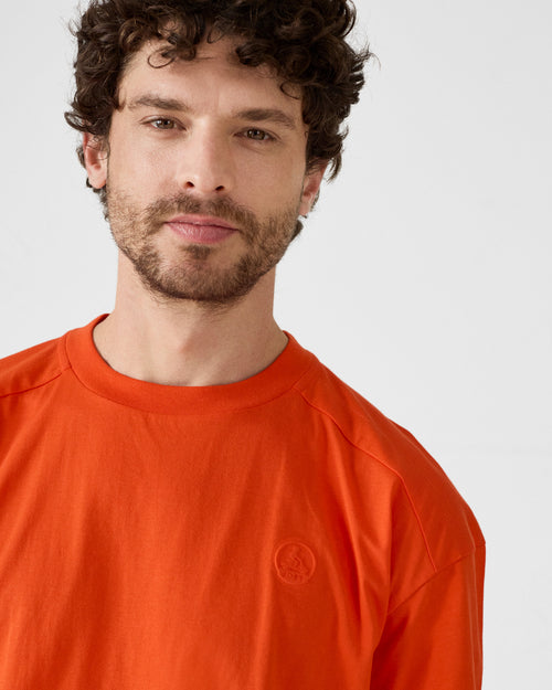 Narong Fire Red Cotton Crew Neck T-Shirt - JOTT - 5