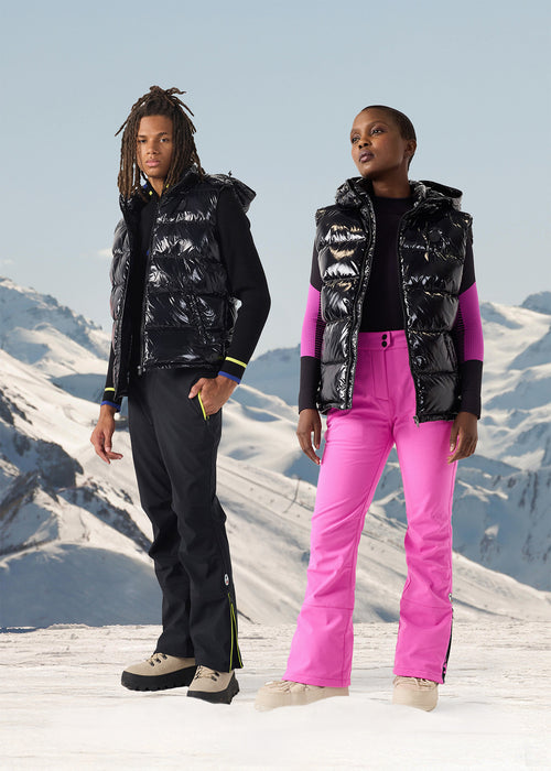 Down jacket lacquered sleeveless Grand Froid Noir Clappe