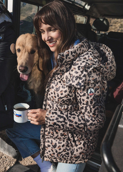 Down jacket Grand Froid esprit puffer Leopard beige Prague print