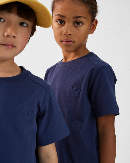Kid round-neck T-shirt in Prado navy cotton - JOTT - 3