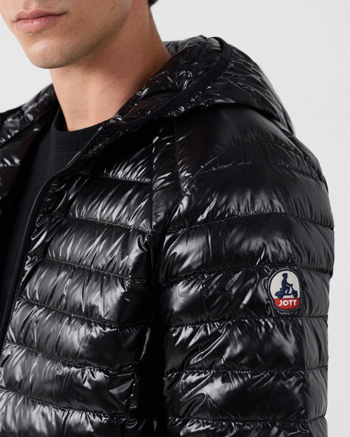Down jacket light hooded Black Nico shiny - JOTT - 5