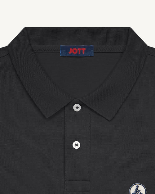 Black Marbella polo shirt in organic cotton - JOTT - 3