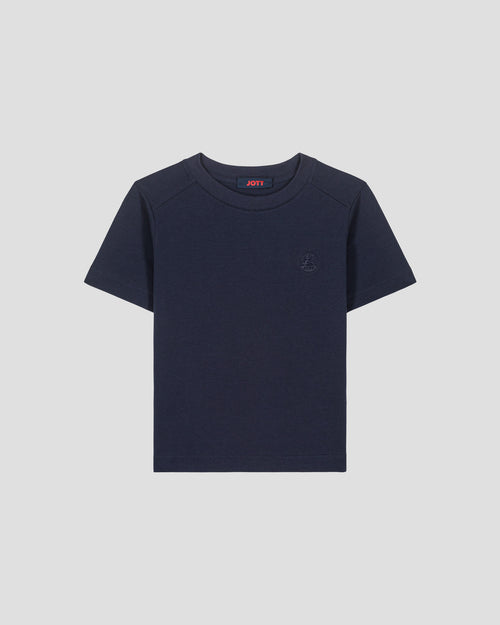Kid round-neck T-shirt in Prado navy cotton - JOTT - 2