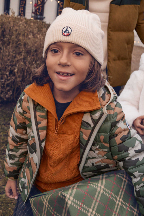 Chaqueta de plumón ligero con Capucha para niños Camo sucre roux estampado Hugo
