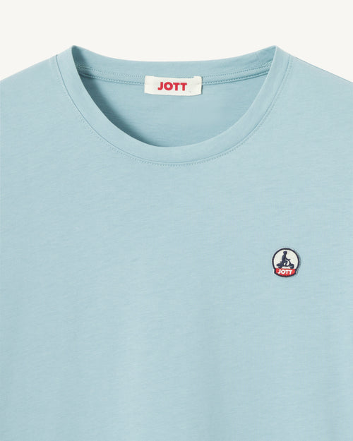 Camiseta cuello redondo de algodón orgánico Iceberg azul Rosas - JOTT - 2