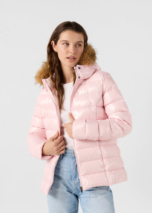 Chaqueta de plumón à Capucha Grand Froid Pétalo de rosa lacado de lujo - JOTT - 3