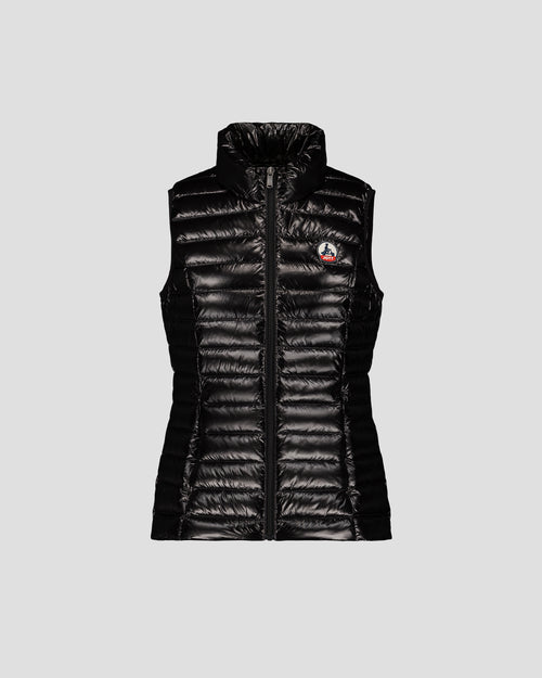 Chaqueta de plumón ligera sin mangas Negra Seda brillante - JOTT - 2