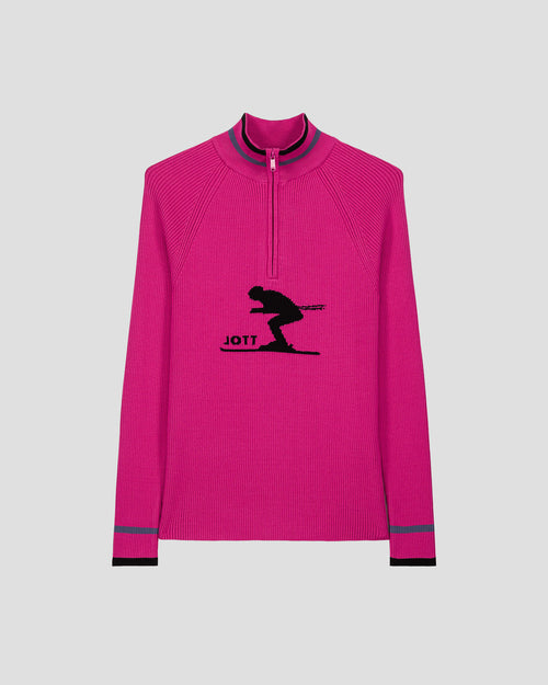 Jersey cuello alto canalé Rosa eléctrico Mayt - JOTT - 3