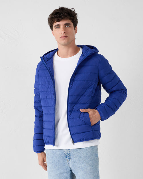 Chaqueta de plumón elástico ligero con Capucha azul cobalto Frantz - JOTT - 3