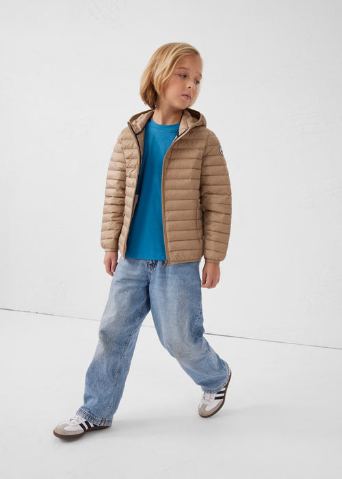 Chaqueta de plumón ligera para niños con Capucha Hugo Beige - JOTT - 3