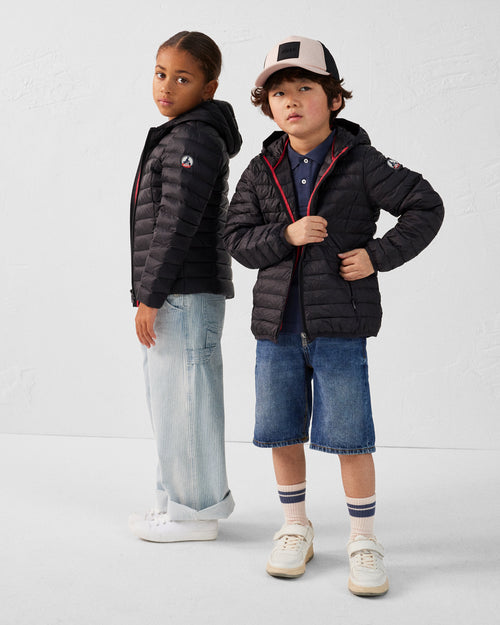 Chaqueta de plumón ligera infantil Capucha Hugo Negro - JOTT - 5