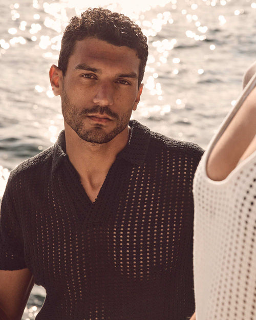 Polo de punto de algodón Bruno negro