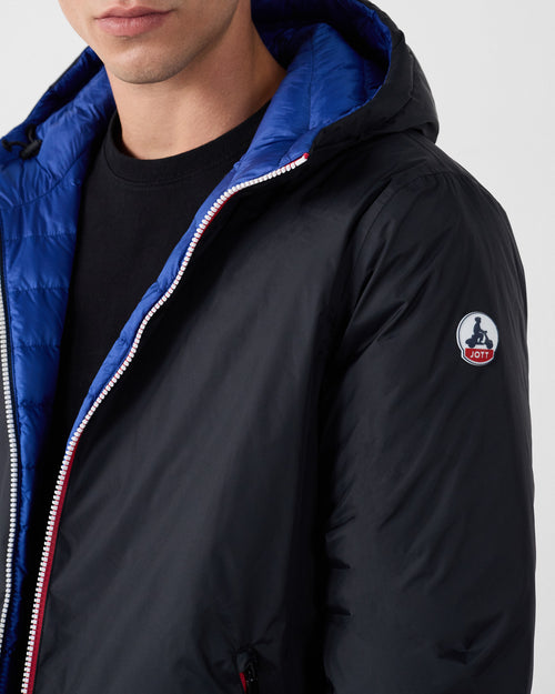 Chaqueta de plumón larga reversible Negro/azul cobalto Assen - JOTT - 5