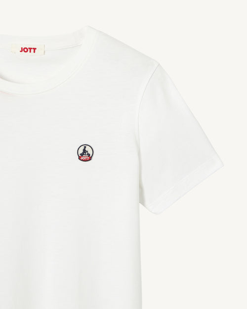 Camiseta de mujer de cuello redondo de algodón orgánico White Rosas - JOTT - 3