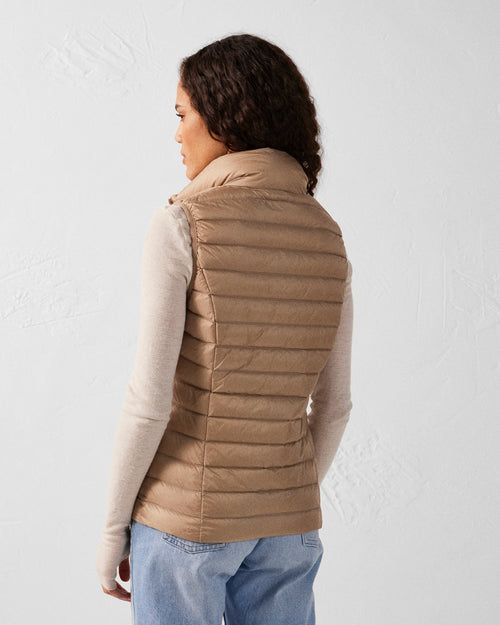 Chaqueta de plumón ligera sin mangas Beige Seda - JOTT - 4