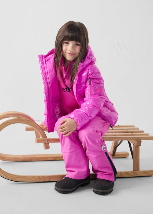 Chaqueta de plumón infantil Grand Froid lacada Rosa eléctrico Kazan - JOTT - 3