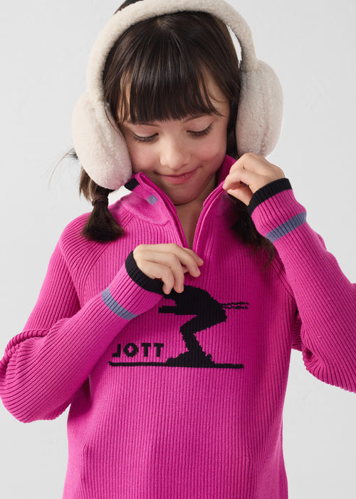 Jersey de cuello alto de canalé Rosa eléctrico Coni - JOTT - 5