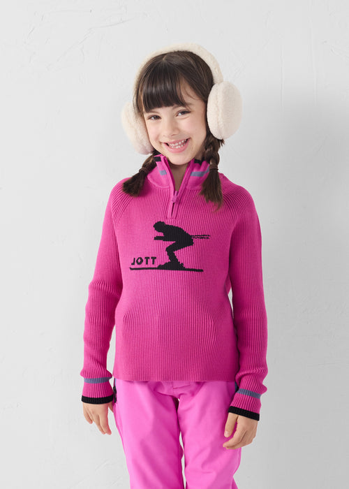 Maglia a coste con collo alto Rosa elettrico Coni - JOTT - 4